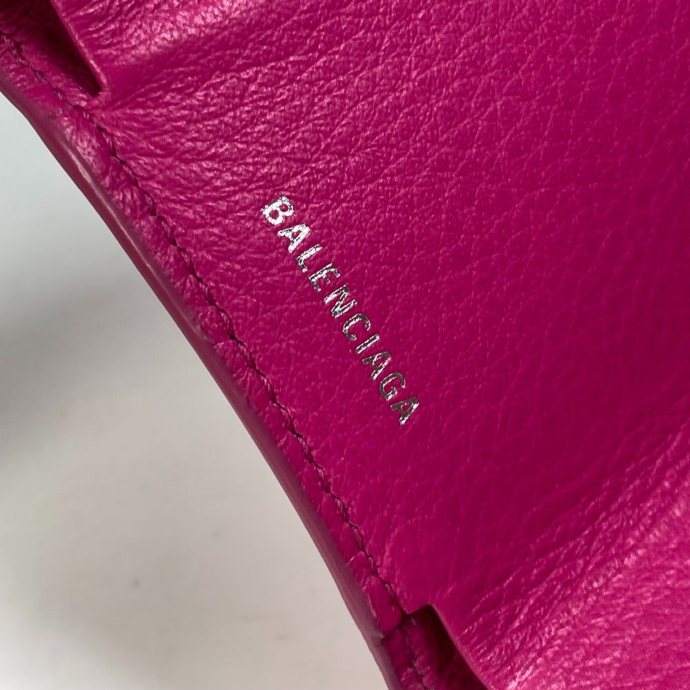 BALENCIAGA Trifold wallet 391446 leather pink logo Paper mini Women Used Authentic