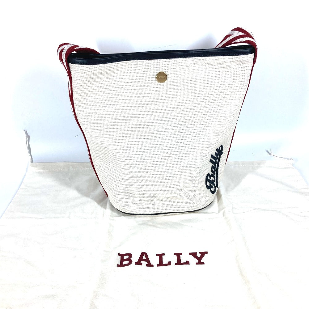 BALLY Shoulder Bag 6232568 canvas white Bucket BRUNILLE logo