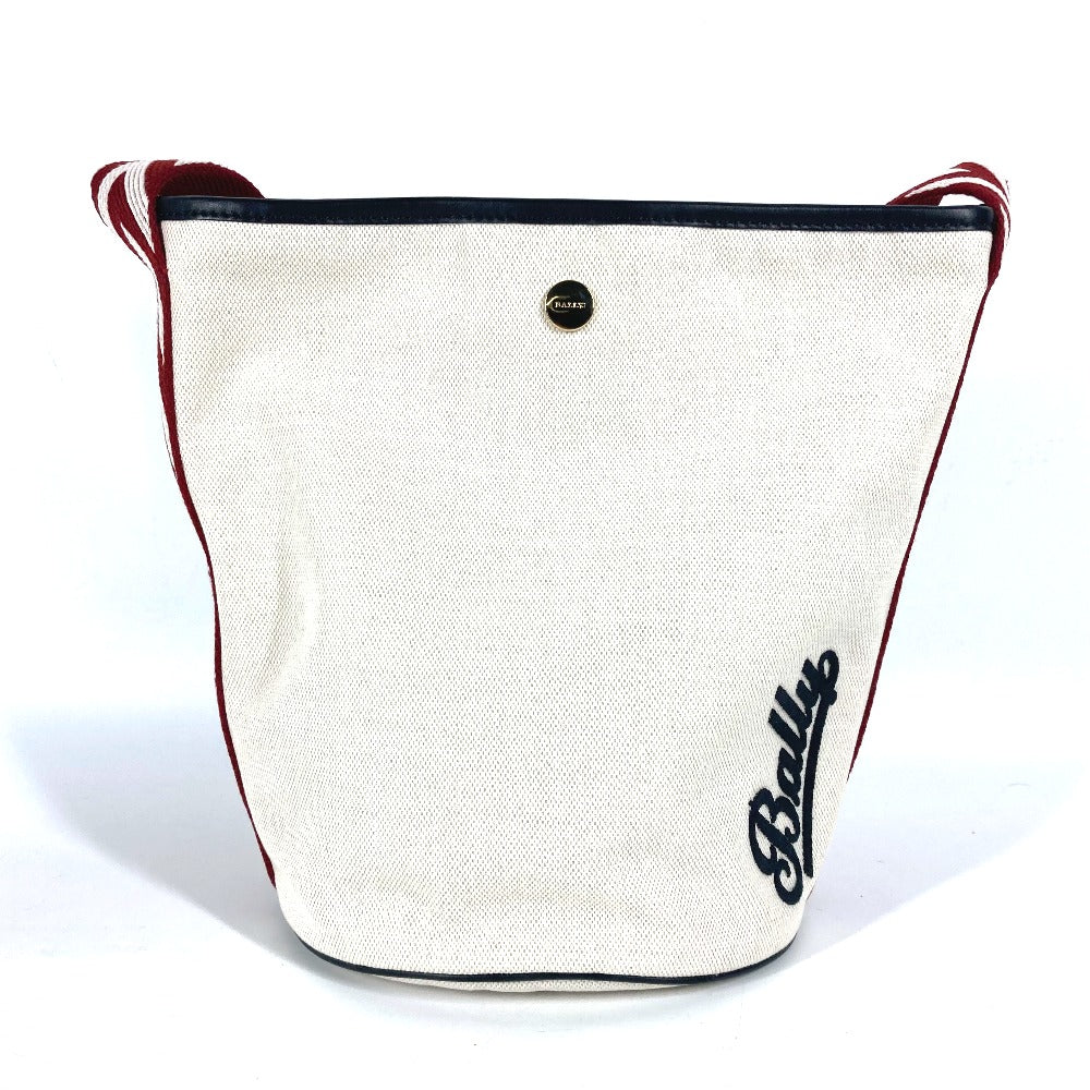 BALLY Shoulder Bag 6232568 canvas white Bucket BRUNILLE logo