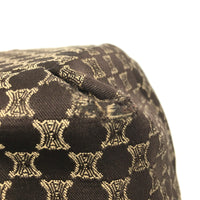 CELINE Shoulder Bag Embossed leather Brown Macadam Women Used Authentic
