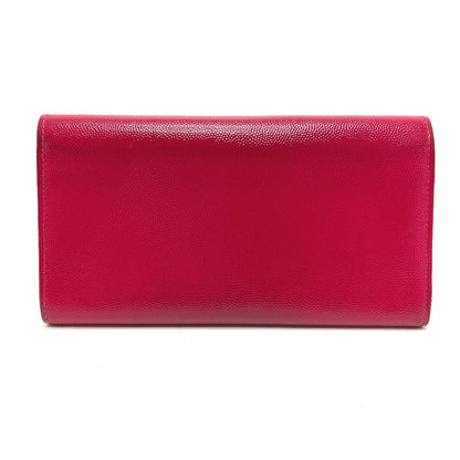 SAINT LAURENT PARIS Long Wallet Purse 340839 enamel pink logo Women Used Authentic