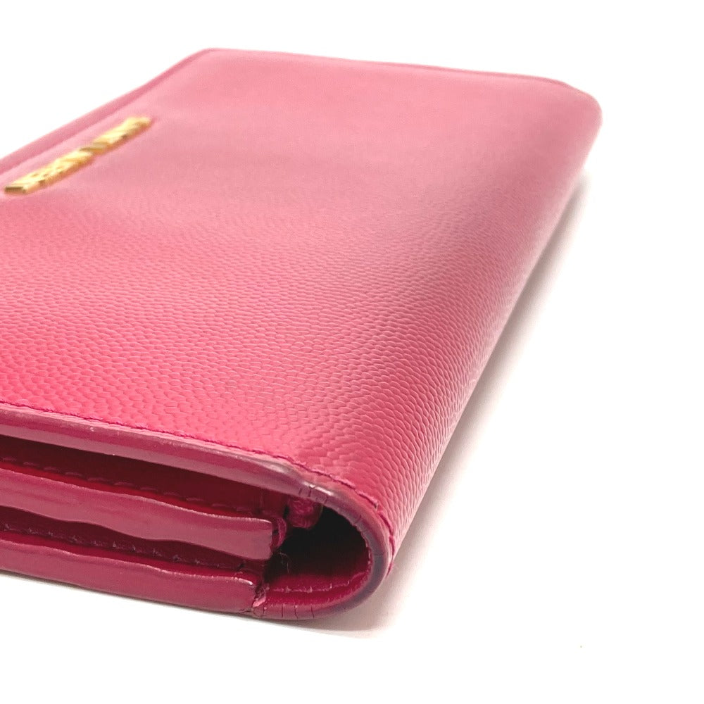 SAINT LAURENT PARIS Long Wallet Purse 340839 enamel pink logo Women Used Authentic