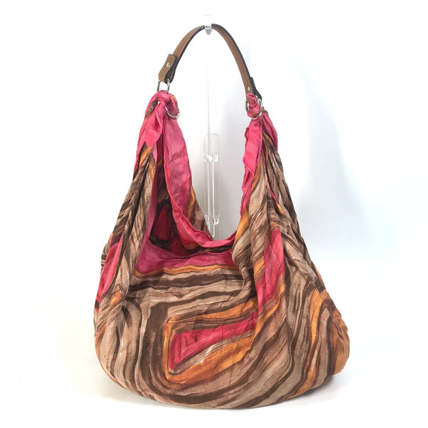 CELINE Shoulder Bag Handbag shoulder strap Scarf Bag Silk / leather pink Women Used Authentic