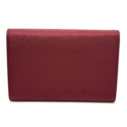 PRADA Trifold wallet Nylon, Saffiano Leather wine-red Triangle logo mens Used Authentic