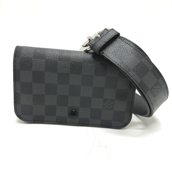 LOUIS VUITTON Waist bag waist pouch bag Damier Grafitte Santul Pochette homme Damier Grafitto Canvas M6837V black mens Used Authentic