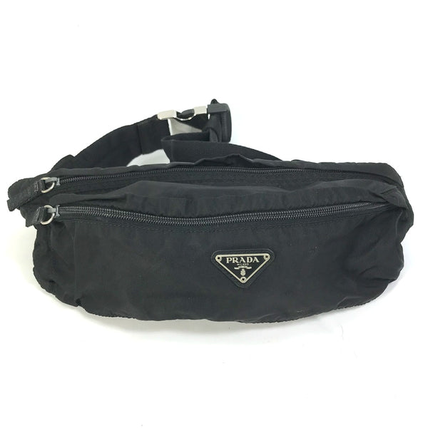 PRADA body bag Shoulder Bag Waist Bag Belt Bag Pouch triangle logo triangle logo plate Nylon black mens Used Authentic