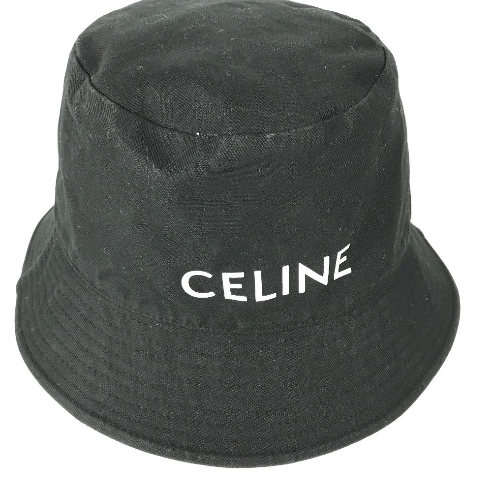 CELINE hat AU5B968P cotton black Hat Hat Bucket Hat Bob Hat logo mens L Used Authentic