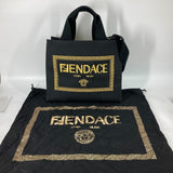 FENDI Shoulder Bag 2WAY Tote Bag Crossbody VERSACE collaboration FENDACE FENDACE canvas 8BH395 black Women Used Authentic