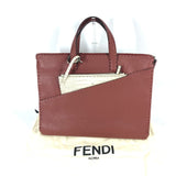 FENDI Business bag Tote Bag bag with pouch Handbag Celeria leather Brown mens Used Authentic