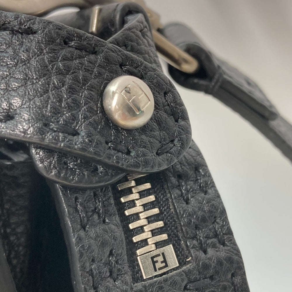 FENDI Handbag 7VA406 leather black Shoulder Bag Crossbody bag Selleria Peekaboo Iconic Fit mens Used Authentic