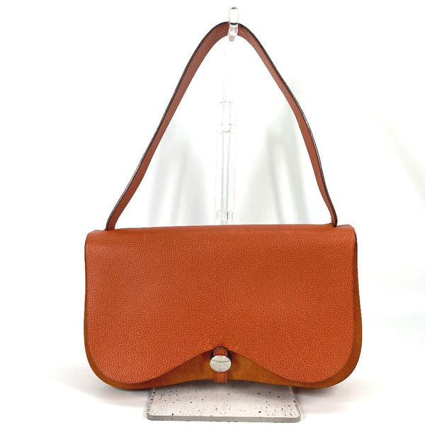 HERMES Shoulder Bag Shoulder Colorado MM Leather canvas Orange Women Used Authentic