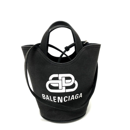 BALENCIAGA Handbag 619979 canvas black Wave XS Women Used Authentic