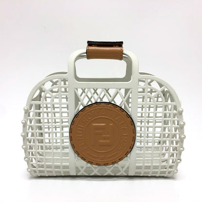 FENDI Handbag 8BH388 rubber leather white Basket small Women Used Authentic