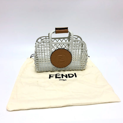 FENDI Handbag 8BH388 rubber leather white Basket small Women Used Authentic