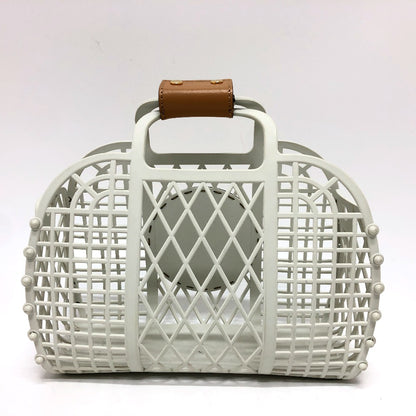 FENDI Handbag 8BH388 rubber leather white Basket small Women Used Authentic