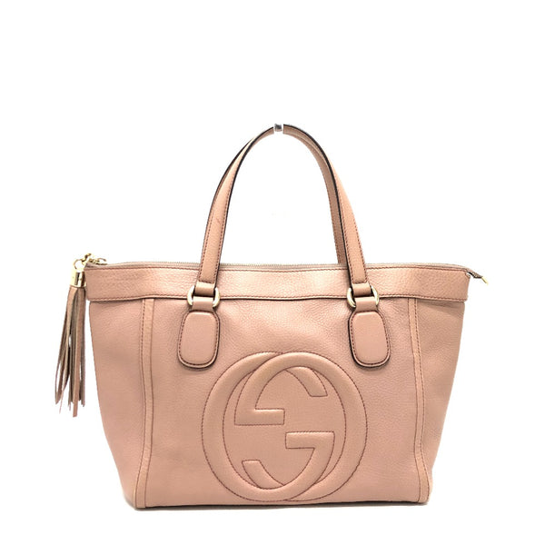 GUCCI Handbag Fringe bag Soho Interlocking G leather 282307 pink beige Women Used Authentic