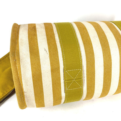 HERMES Tote Bag canvas yellow With porch Cannes MM Stripes Women Used Authentic