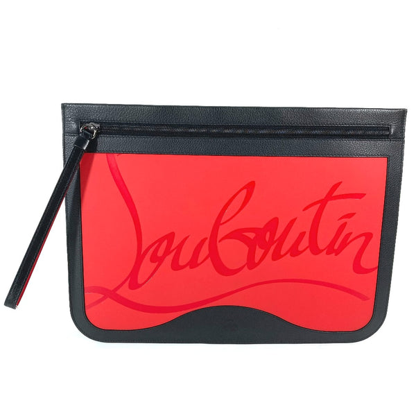 Christian Louboutin Clutch bag Sneaker sole bag pouch logo Leather, Rubber 3205116 black mens Used Authentic