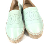 CHANEL CC COCO Mark Shoes Flat shoes Espadrille leather G29762 green Women Used Authentic