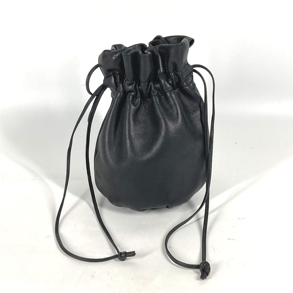 BOTTEGAVENETA Shoulder Bag Pochette Crossbody bag Pochette purse leather black Women Used Authentic