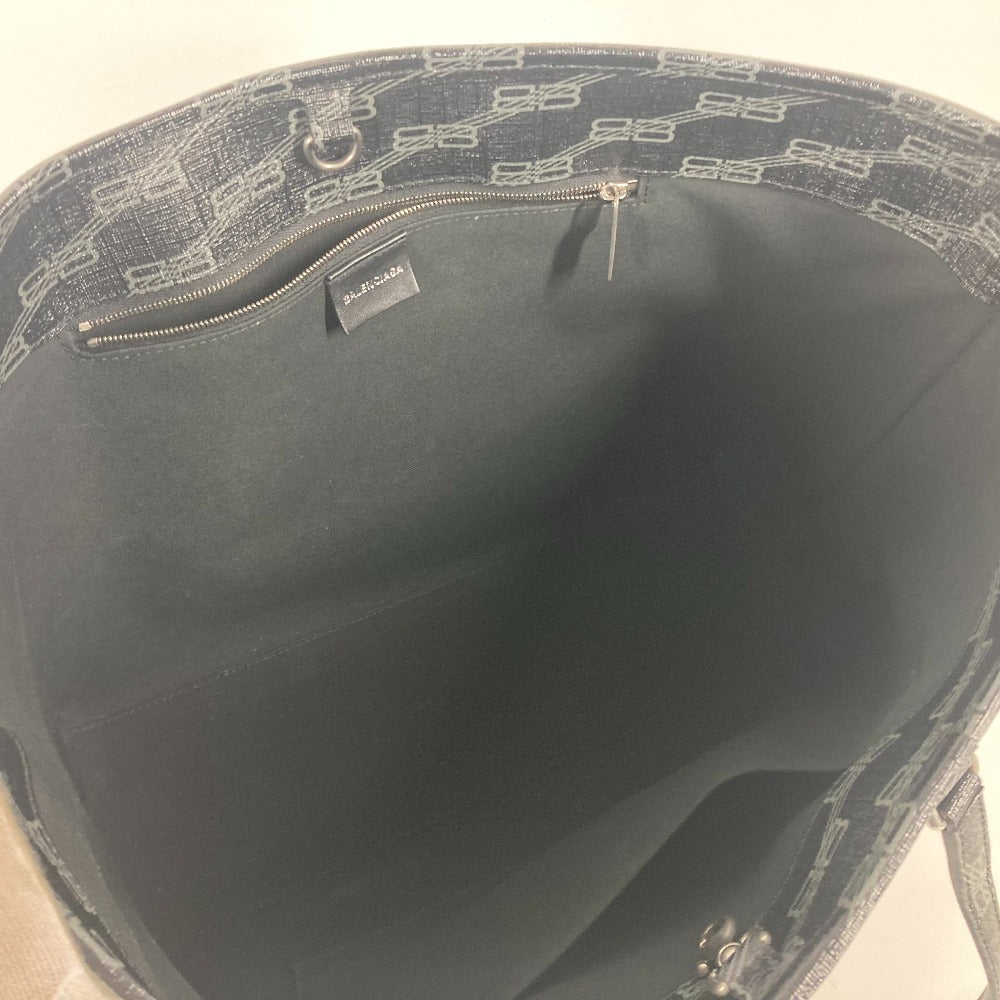 BALENCIAGA Tote Bag 702698 leather black BB Monogram Signature Medium Women Used Authentic