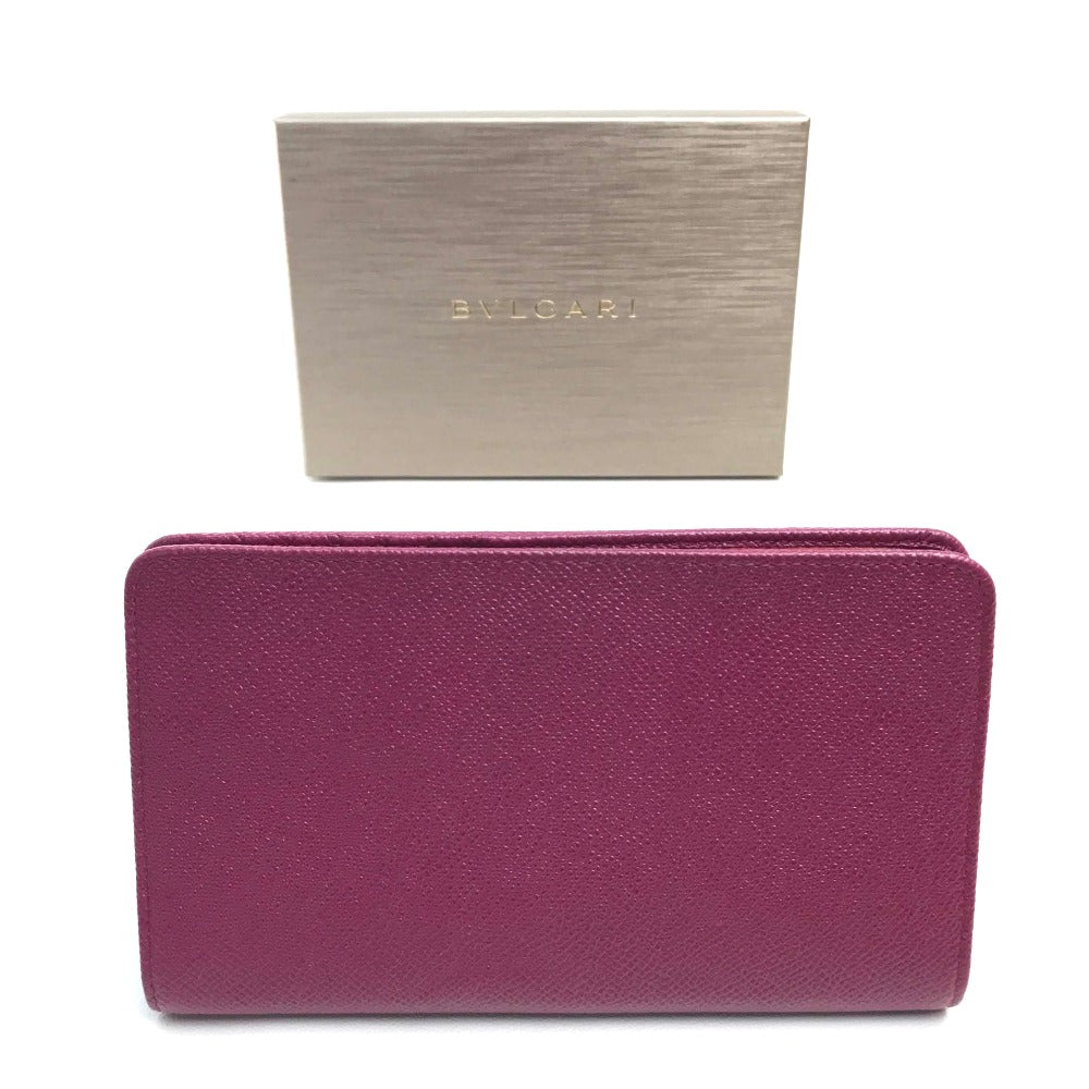 BVLGARI Folded wallet Calf leather Fuchsia pink x red Bulgari Bulgari Women Used Authentic