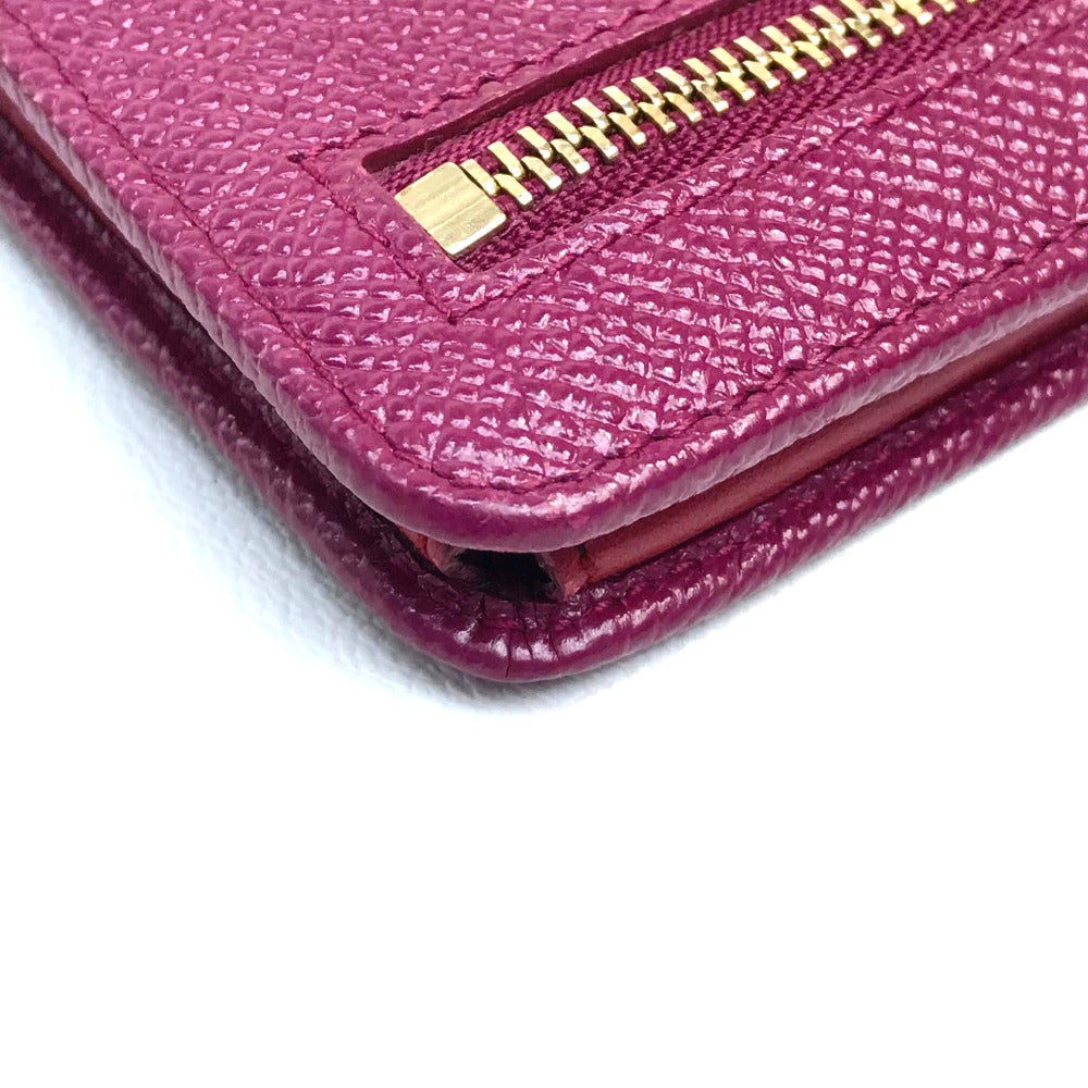 BVLGARI Folded wallet Calf leather Fuchsia pink x red Bulgari Bulgari Women Used Authentic