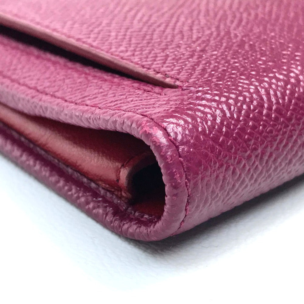 BVLGARI Folded wallet Calf leather Fuchsia pink x red Bulgari Bulgari Women Used Authentic