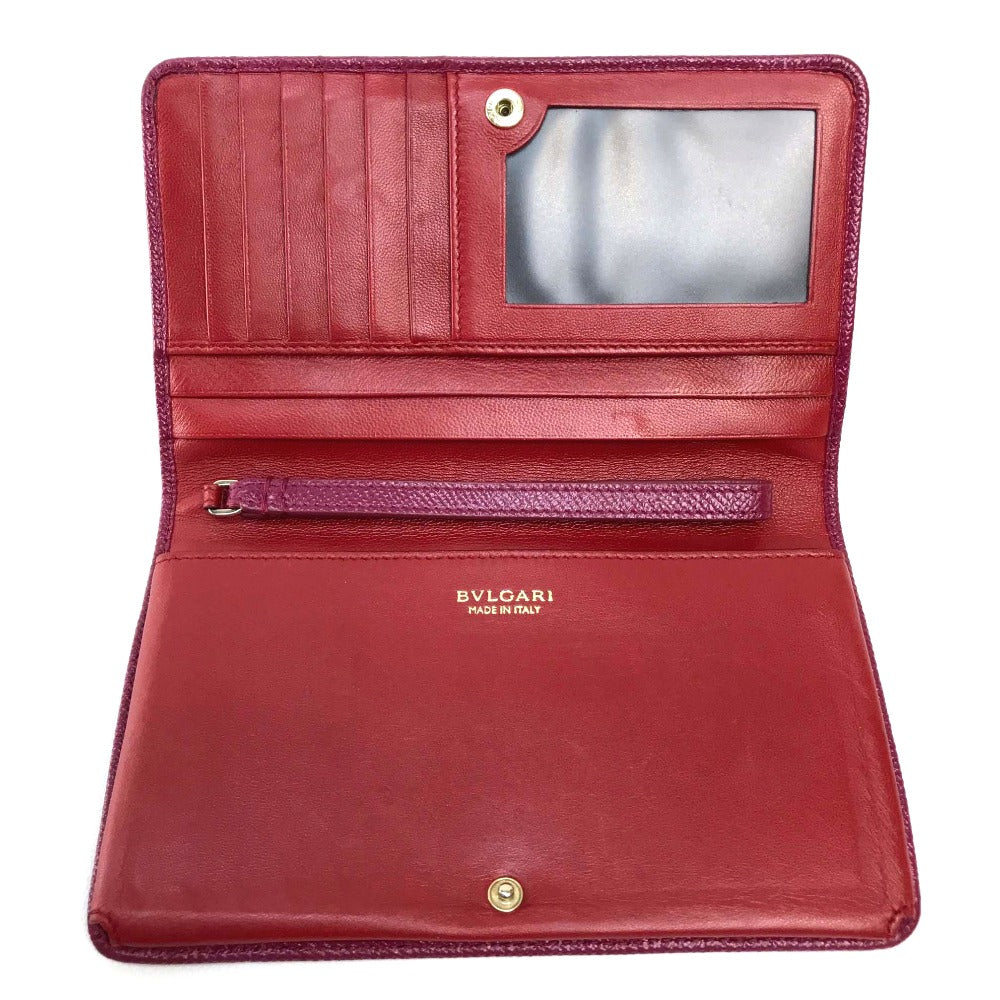 BVLGARI Folded wallet Calf leather Fuchsia pink x red Bulgari Bulgari Women Used Authentic