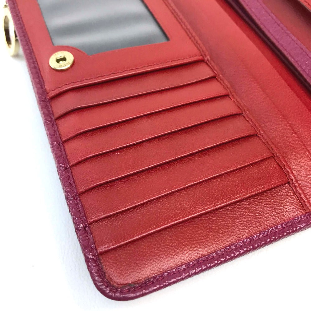 BVLGARI Folded wallet Calf leather Fuchsia pink x red Bulgari Bulgari Women Used Authentic