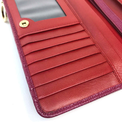 BVLGARI Folded wallet Calf leather Fuchsia pink x red Bulgari Bulgari Women Used Authentic