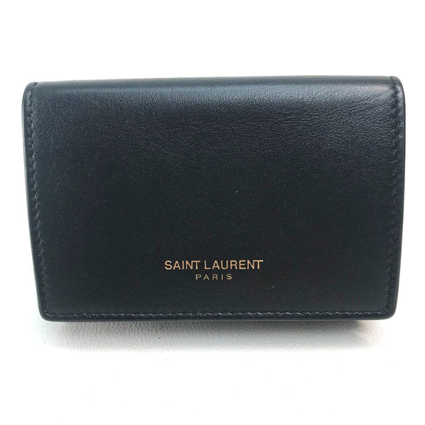SAINT LAURENT PARIS Trifold wallet Compact wallet Tiny wallet leather 459784 black Women Used Authentic