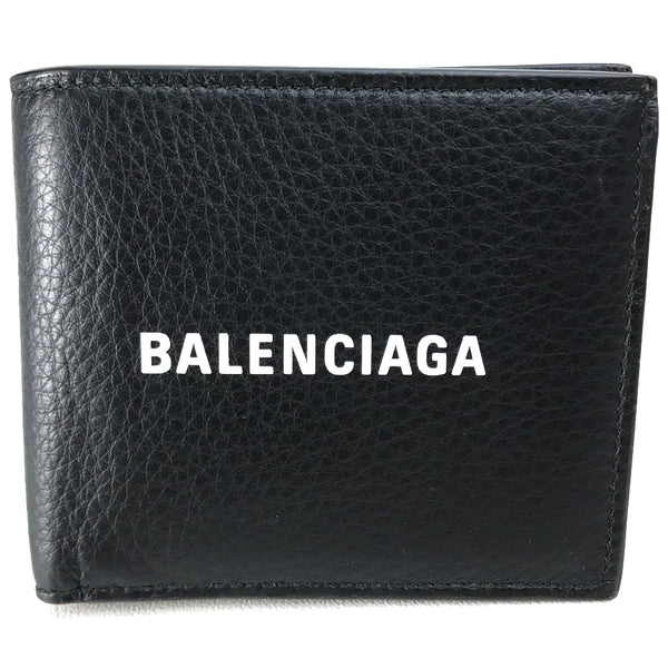 BALENCIAGA Folded wallet Compact wallet Every day leather 487435 black unisex(Unisex) Used Authentic