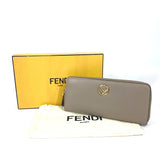 FENDI Long Wallet Purse Zip Around F's F's Long wallet leather 8M0406 Gray Women Used Authentic