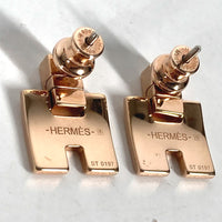 HERMES Pierce H logo accessories Eileen metal pink Women Used Authentic