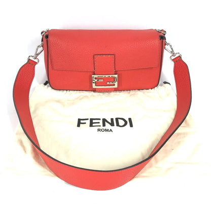 FENDI Shoulder Bag leather Red Mamma Bucket Celeria Women Used Authentic