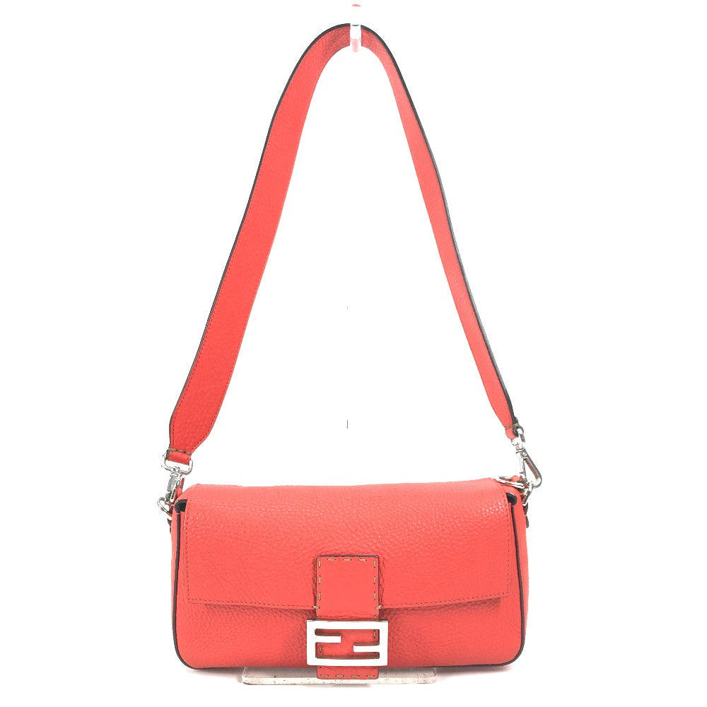 FENDI Shoulder Bag leather Red Mamma Bucket Celeria Women Used Authentic