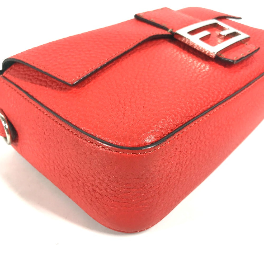 FENDI Shoulder Bag leather Red Mamma Bucket Celeria Women Used Authentic