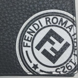FENDI Compact wallet FF logo stamp Calf leather 7M0169 A4NR dark gray x white mens Used Authentic