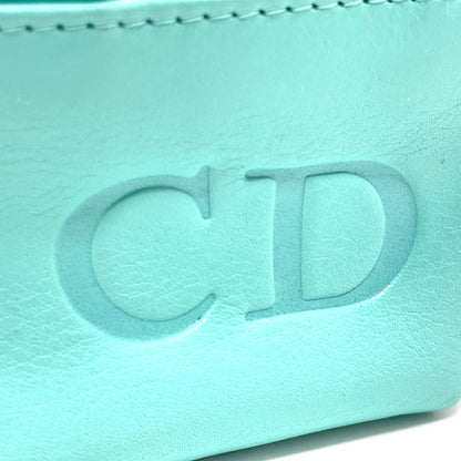 Dior Handbag leather Turquoise Blue x Gold Metal CD logo Micro bag Women Used Authentic