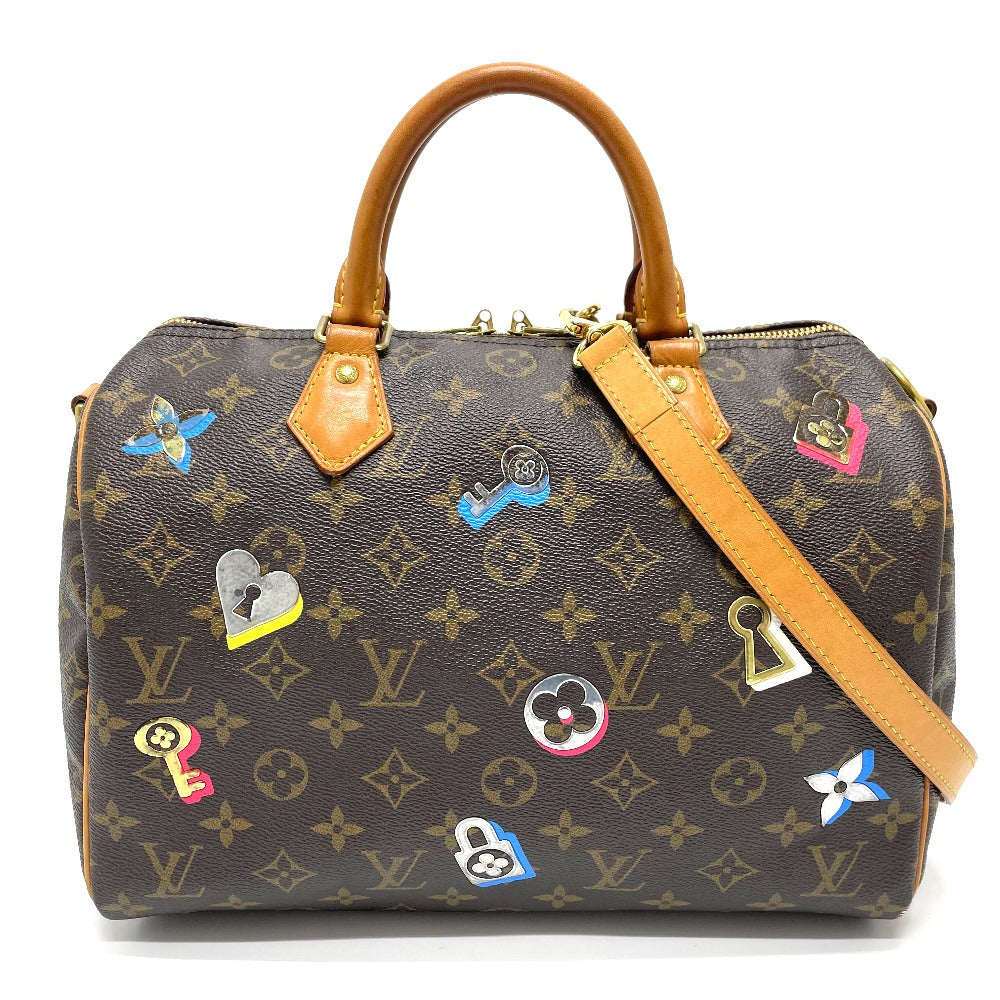 LOUIS VUITTON Handbag M44365 Monogram canvas Brown Monogram Love Block Speedy 30 bandouliere Women Used Authentic