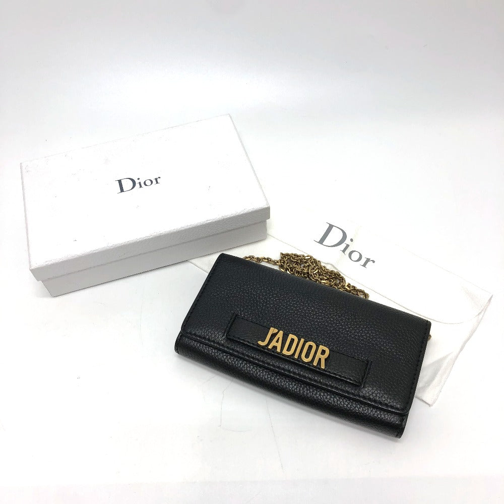 Dior Shoulder Bag leather black logo/Crossbody JADIOR Women Used Authentic