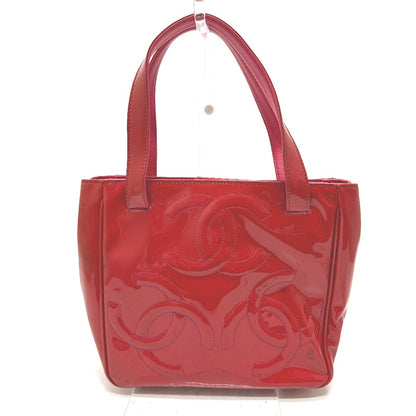 CHANEL Tote Bag enamel Red Triple COCO Mark logo Women Used Authentic