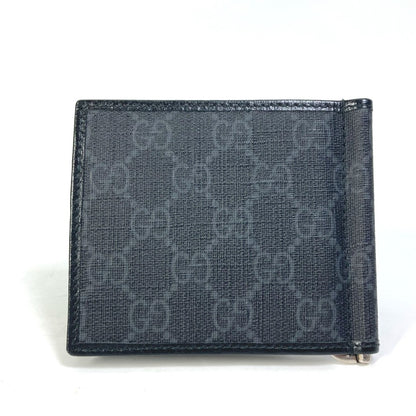 GUCCI Folded wallet 700686 GG Supreme Canvas black GG money clip Interlocking G Card Case Wallet mens Used Authentic