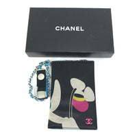 CHANEL passport case Card Case with Chain CC COCO Mark Flower Flower vintage Nylon / leather black Women Used Authentic