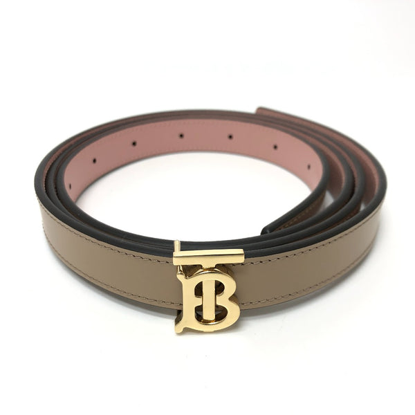 BURBERRY belt Leather belt TB leather Brown Women Used Authentic