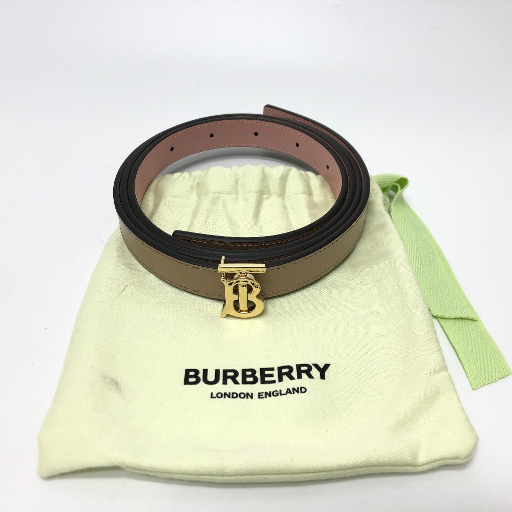 BURBERRY belt leather Brown TB Women L Used Authentic