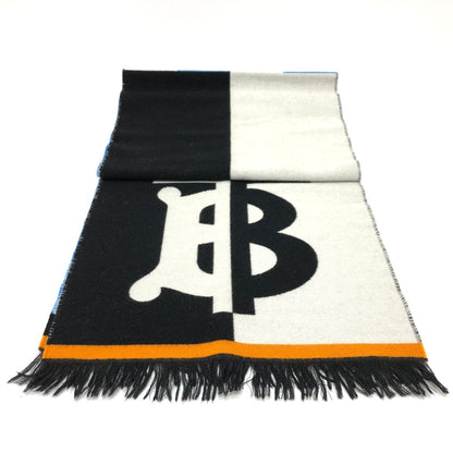 BURBERRY Scarf 8023067 wool Black Grey TB logo