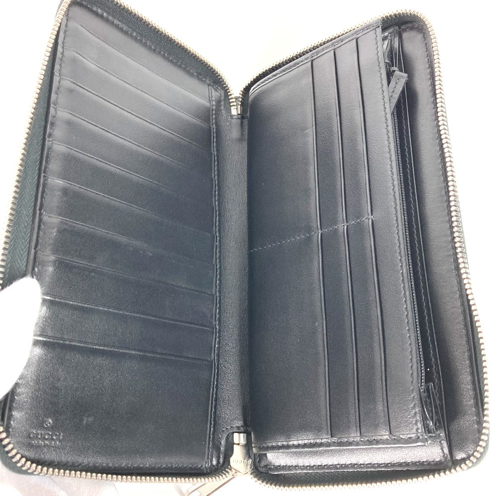 GUCCI Long Wallet Purse 625563 leather black GG embossed long wallet Travel case mens Used Authentic