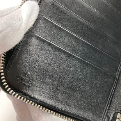 GUCCI Long Wallet Purse 625563 leather black GG embossed long wallet Travel case mens Used Authentic